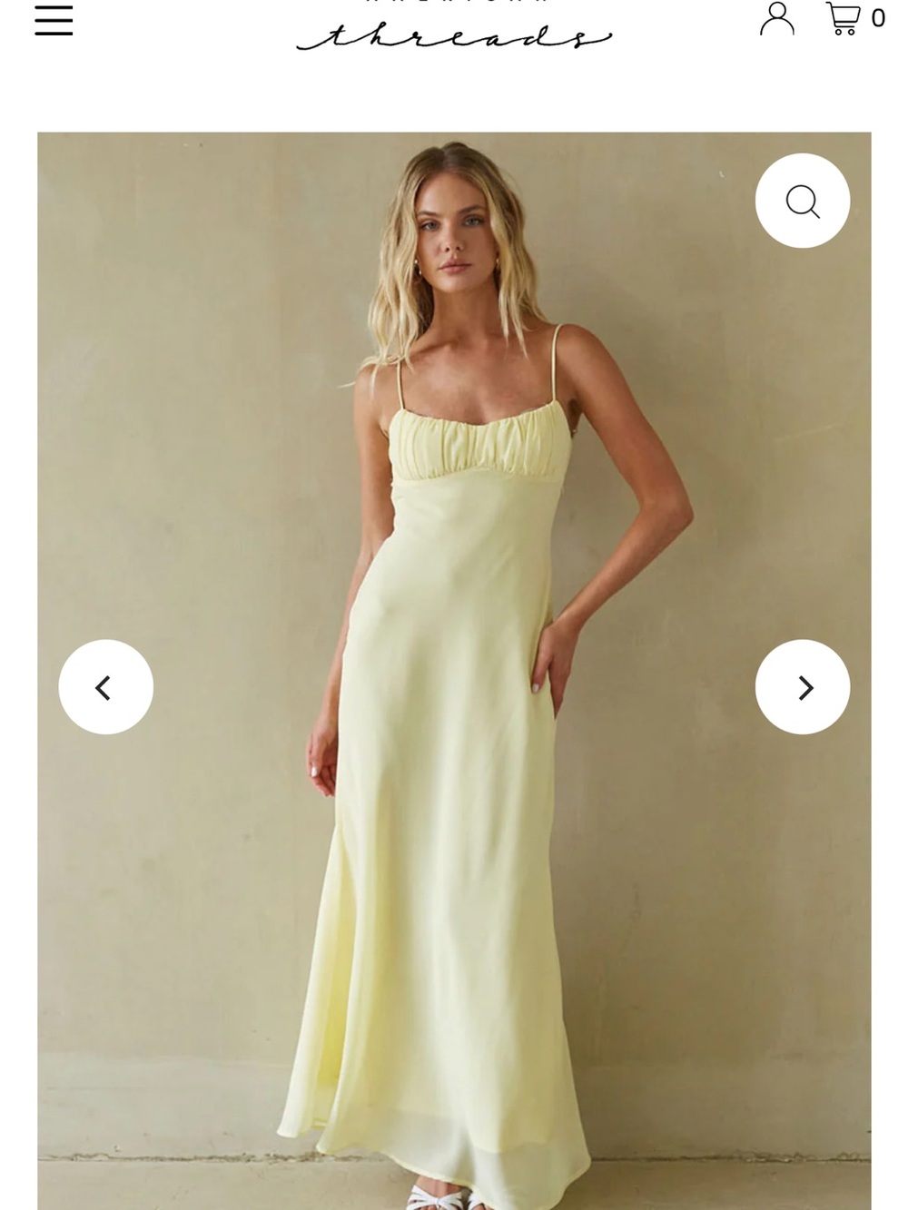 American Threads Lemon Backless Slip Dress
